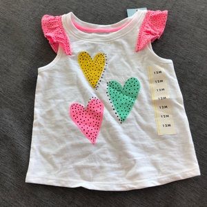 Cat & Jack Valentine’s Day 3 hearts Baby Girl Top Shirt B6